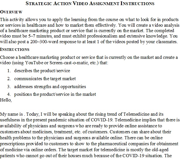 Script for Strategic Action Video Assignment